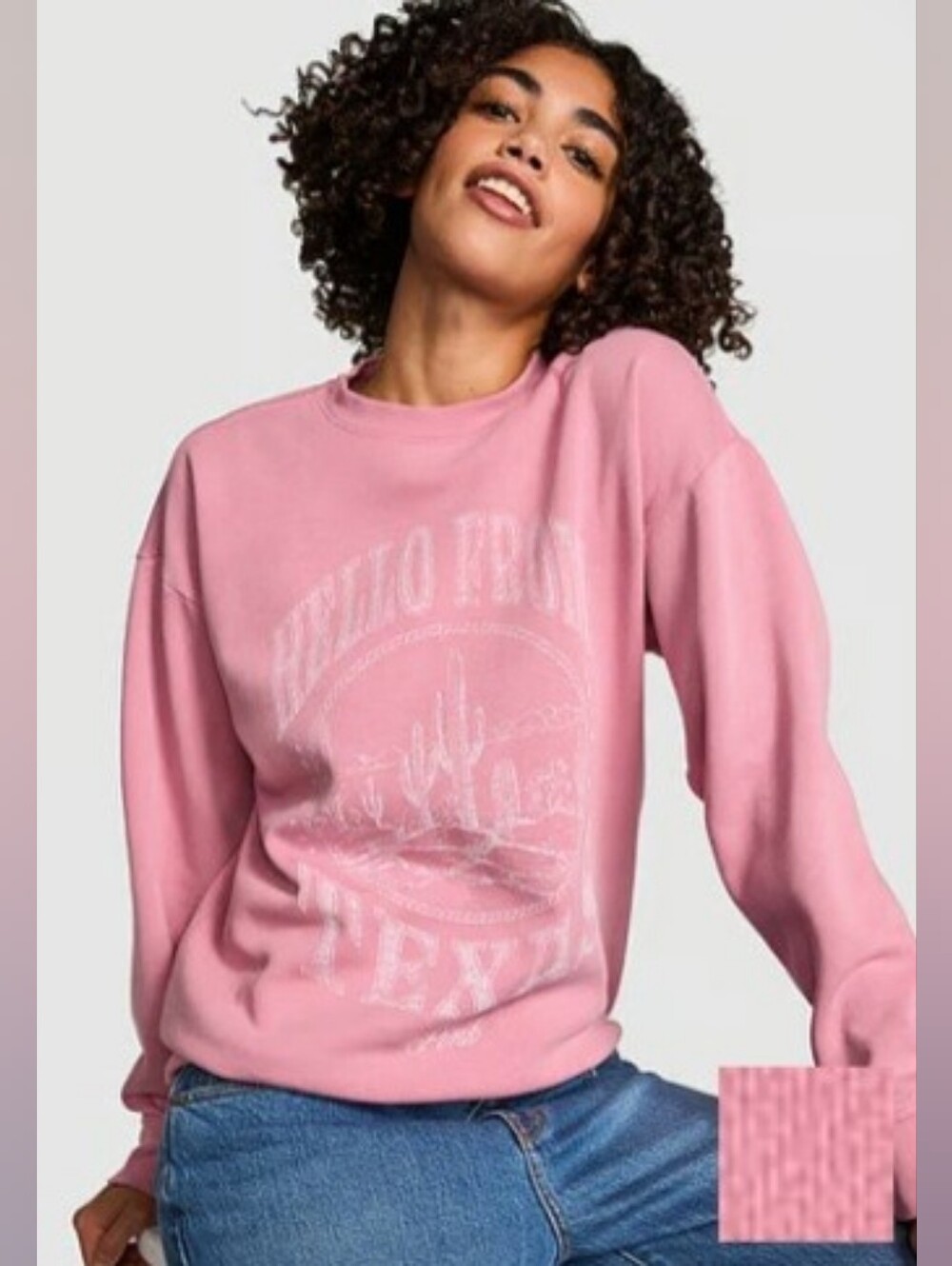 PINK Victoria's Secret Oversized Crew Sweatshirt Hello From Texas